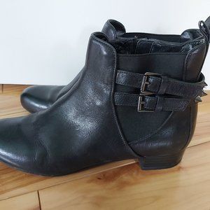 Studded black leather booties, sz 7.5